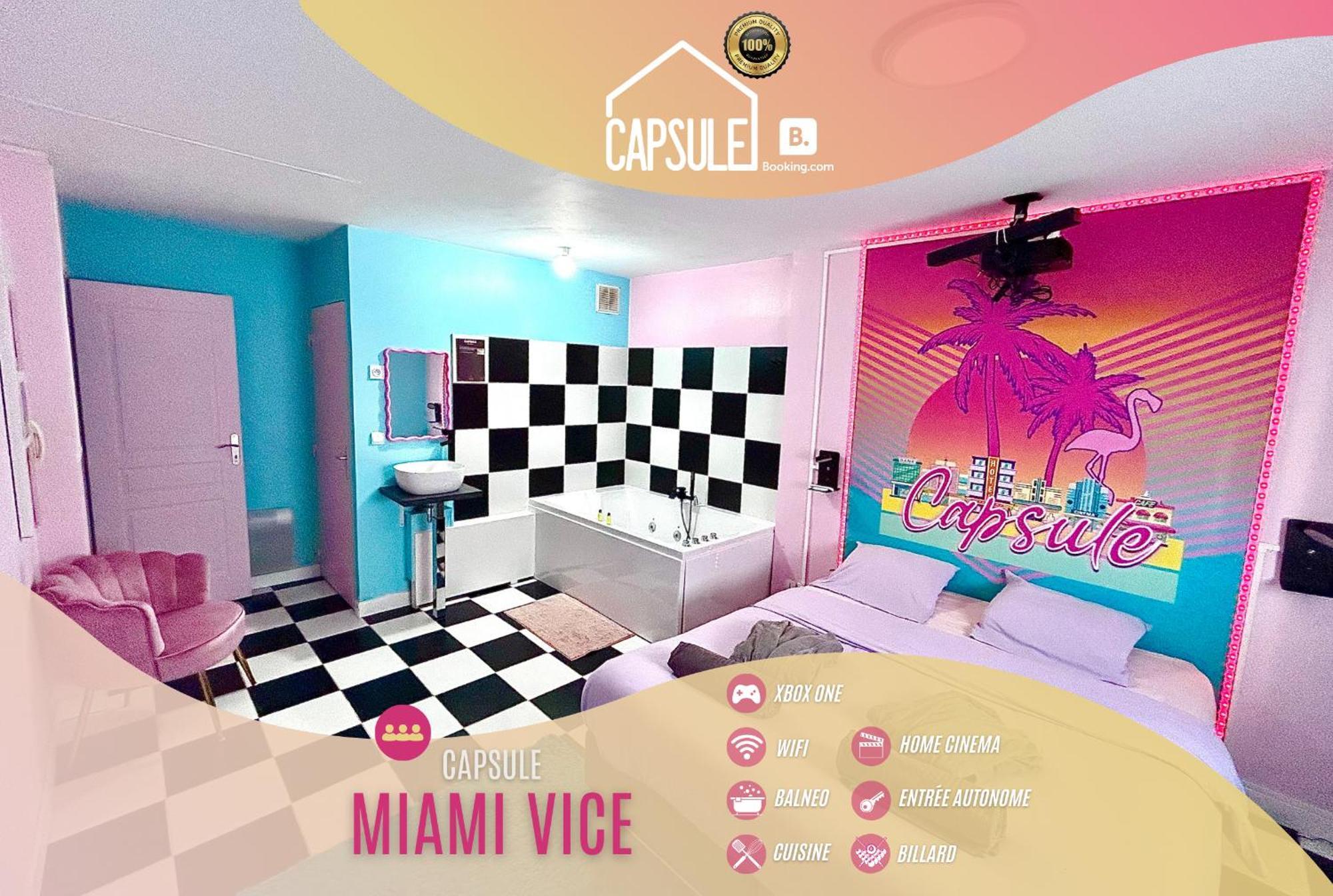 Capsule Miami Vice - Jacuzzi - Billard - Ecran Cinema & Netflix - Ping-Pong - Nintendo & Jeux- Liévin Zewnętrze zdjęcie